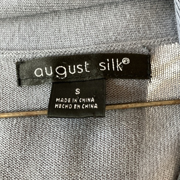 August silk slate blue open front draped sweater - Picture 3 of 5